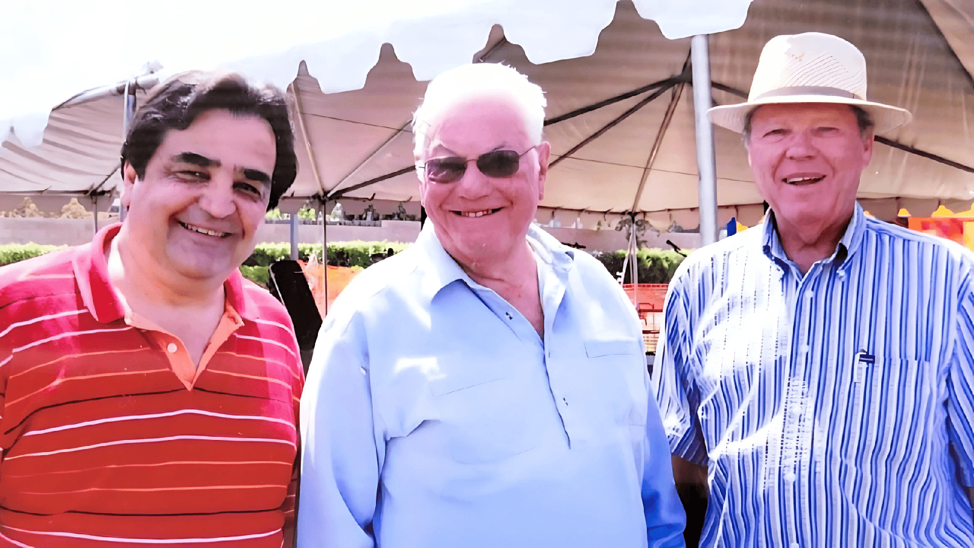 Dom Betro, Norton Younglove, Marion Ashley Sunny day, 3 guys under a canopy